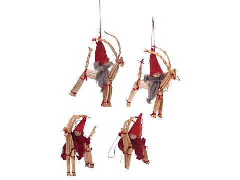 Halmbock med tomte och hänge 4-pack
