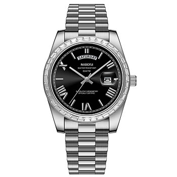 Nibosi Day-Date President Silver Black