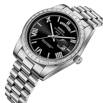 Nibosi Day-Date President Silver Black