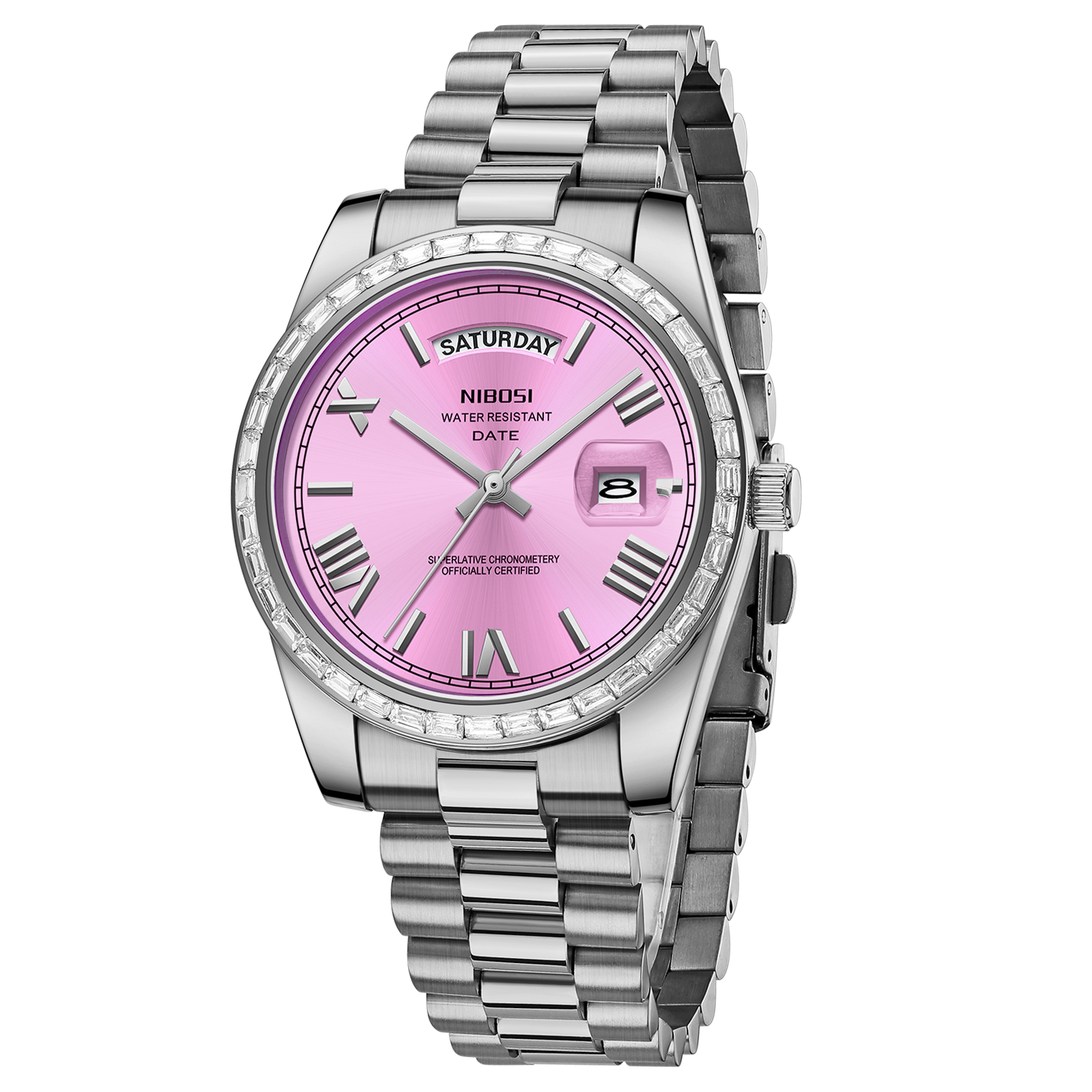 Nibosi Day-Date President Silver Pink - 3