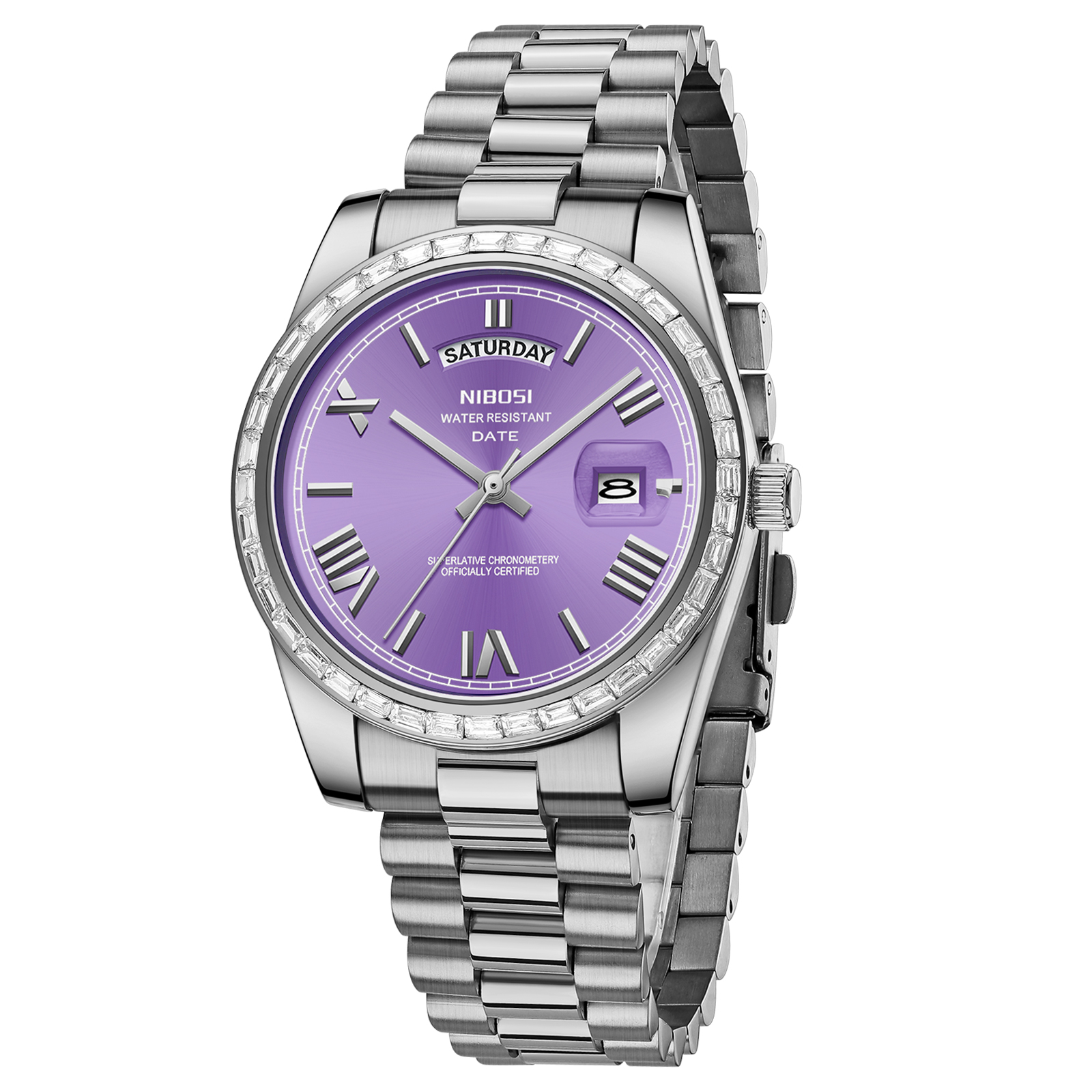 Nibosi Day-Date President Silver Purple - 3