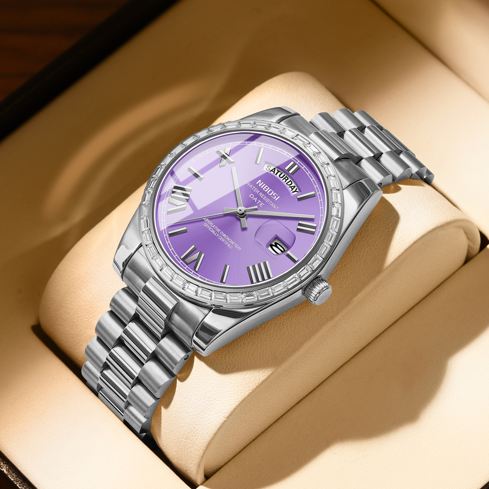 Nibosi Day-Date President Silver Purple - 4