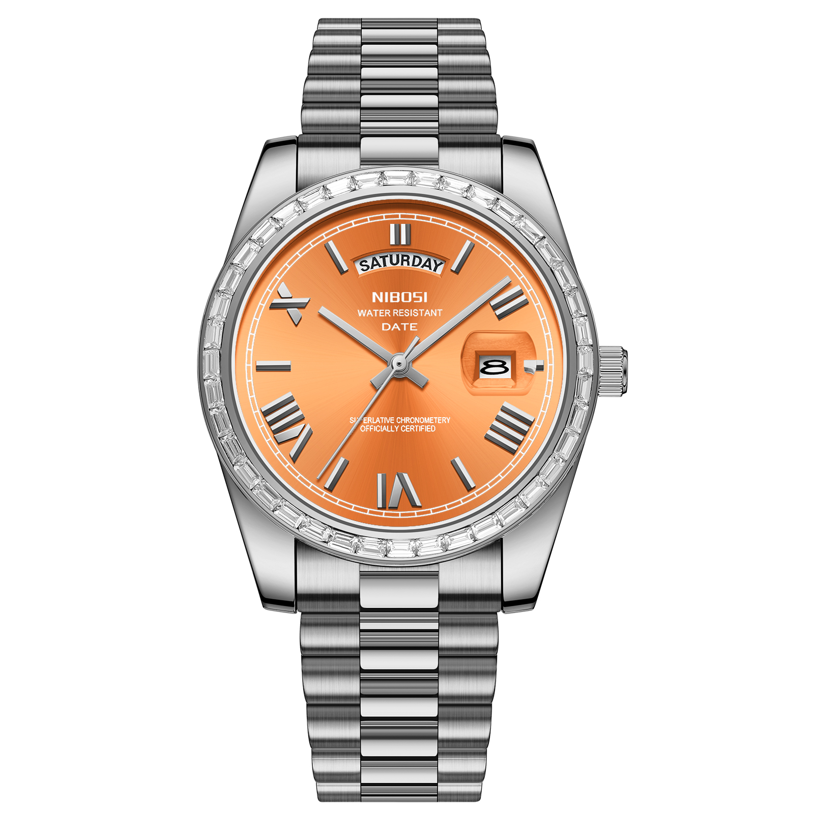Nibosi Day-Date President Silver Orange | Herrklockor | Klocktema
