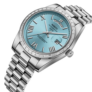 Nibosi Day-Date President Silver Sky Blue
