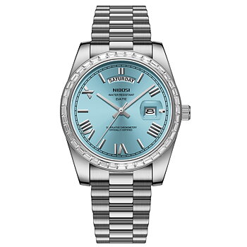 Nibosi Day-Date President Silver Sky Blue