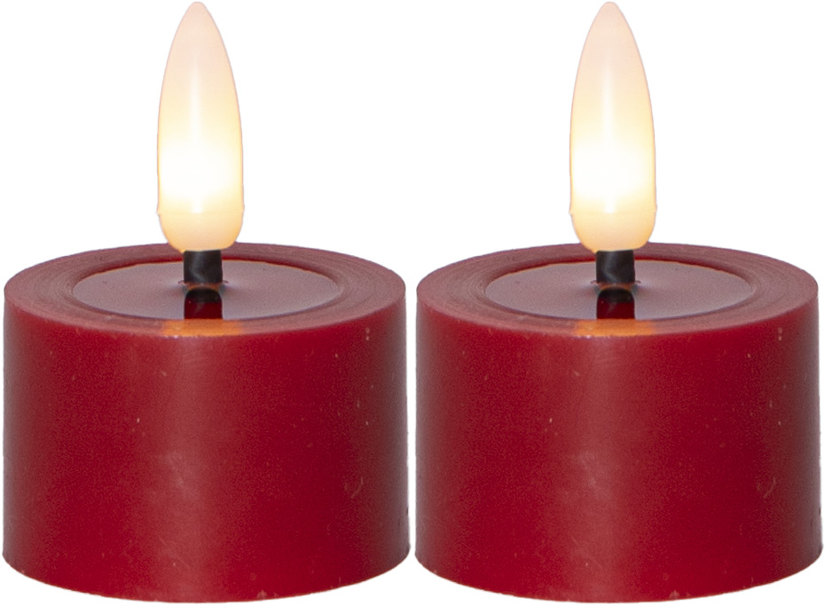 2 st värmeljus röd vax flow. LED-ljus. Batteriljus med timer - 4