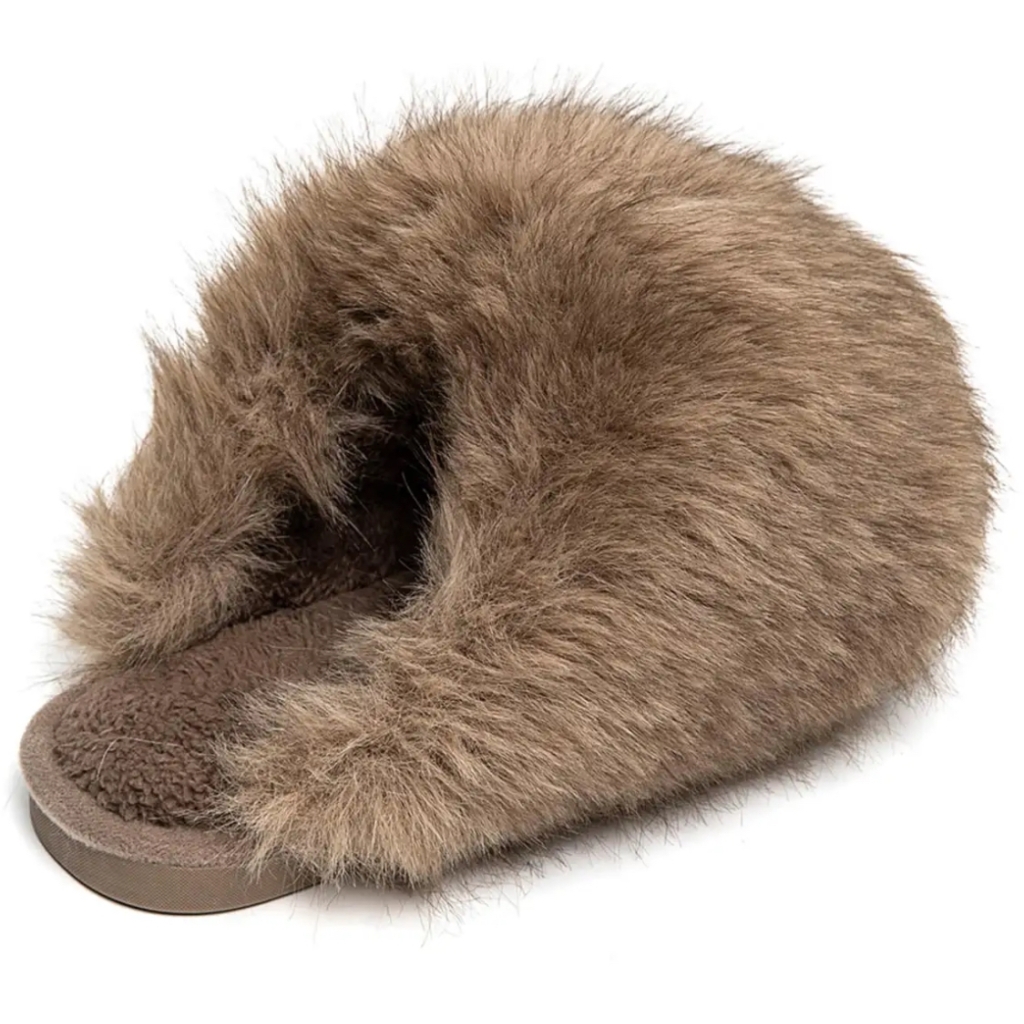 Qnuz - Fake Fur Slippers Taupe - 3