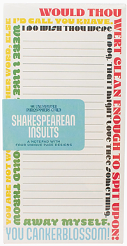 Shakespearean Insults : Notepad - Kom-i-håg-block med fyra olika sidmotiv 