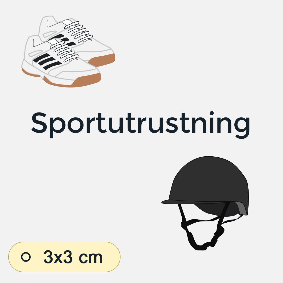 Bildstödsbilder Sportutrustning, 3x3 cm