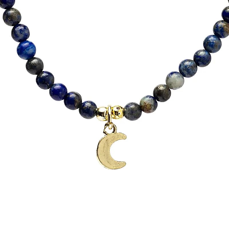 Justerbart halsband Lapis Lazuli med månhänge