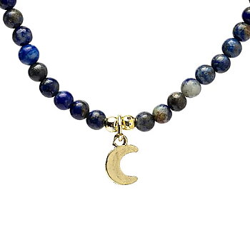 Justerbart halsband Lapis Lazuli med månhänge