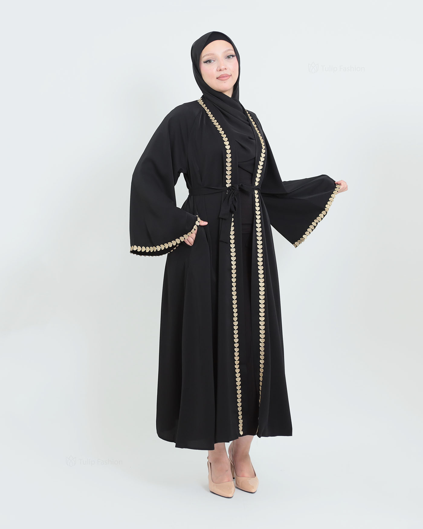 Kimono Open Abaya - Black - 4