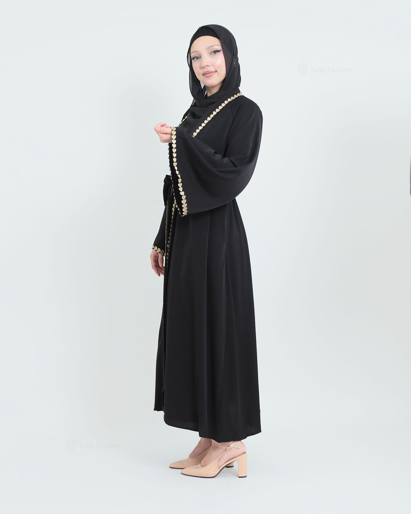 Kimono Open Abaya - Black - 5