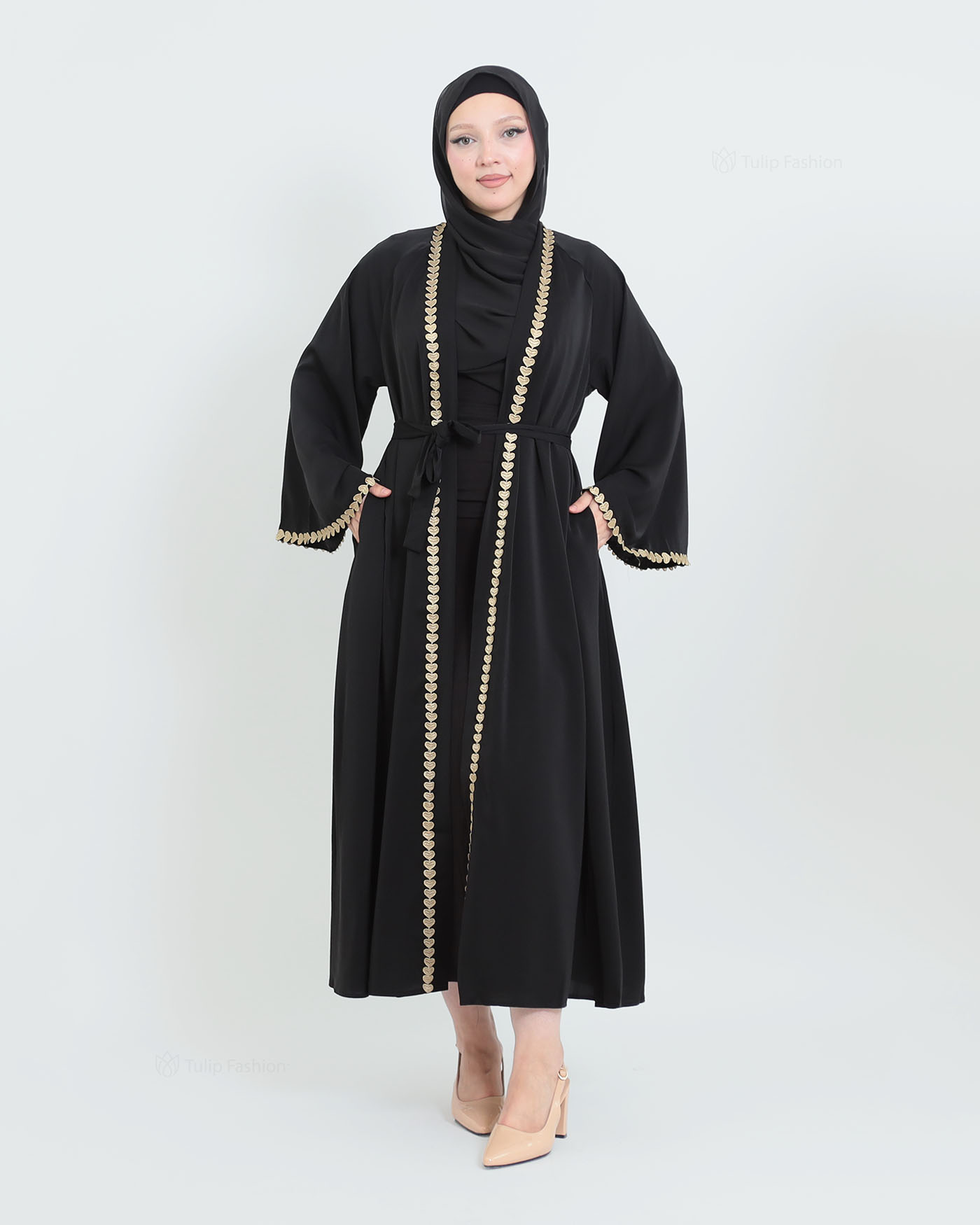 Kimono Open Abaya - Black