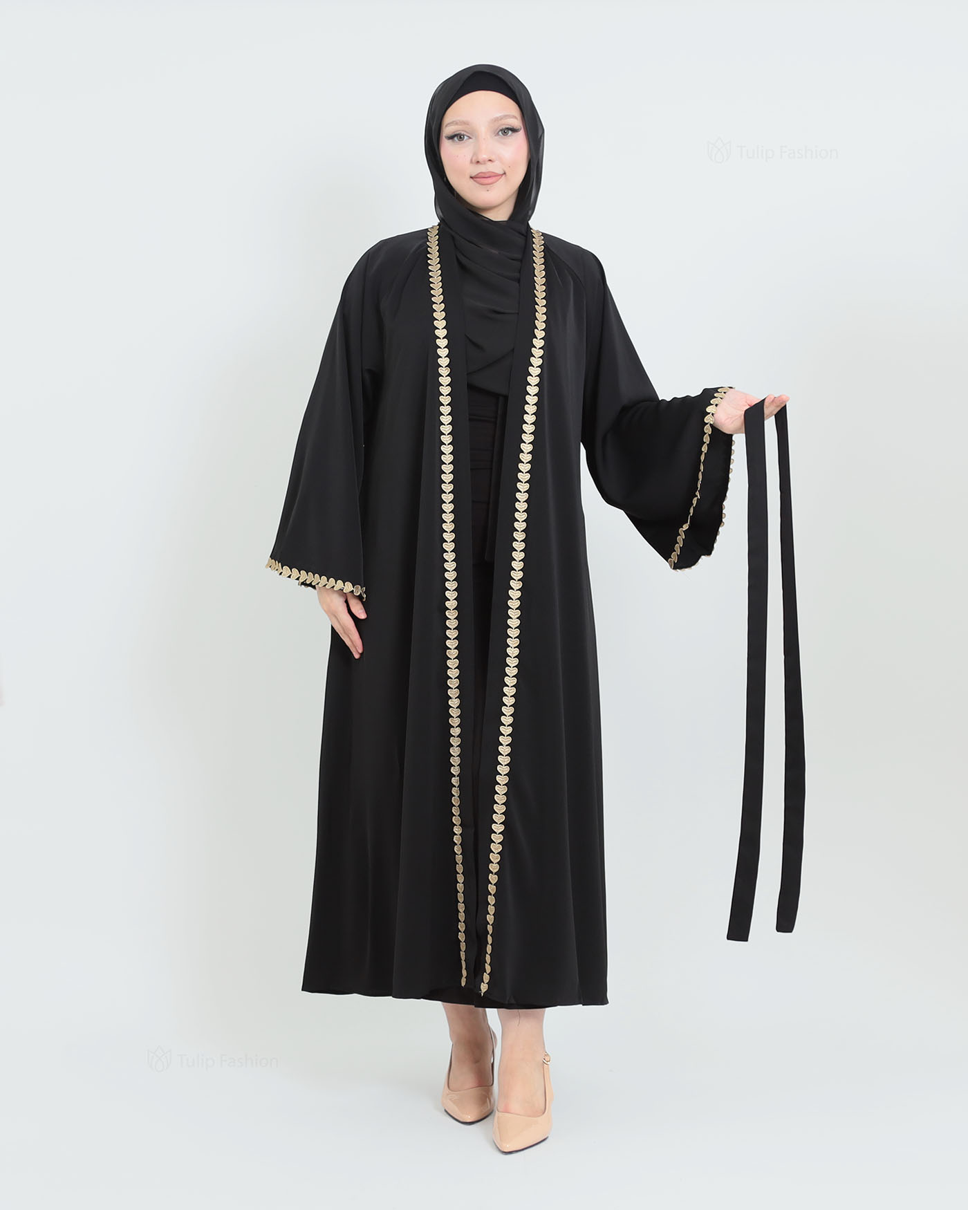 Kimono Open Abaya - Black - 13