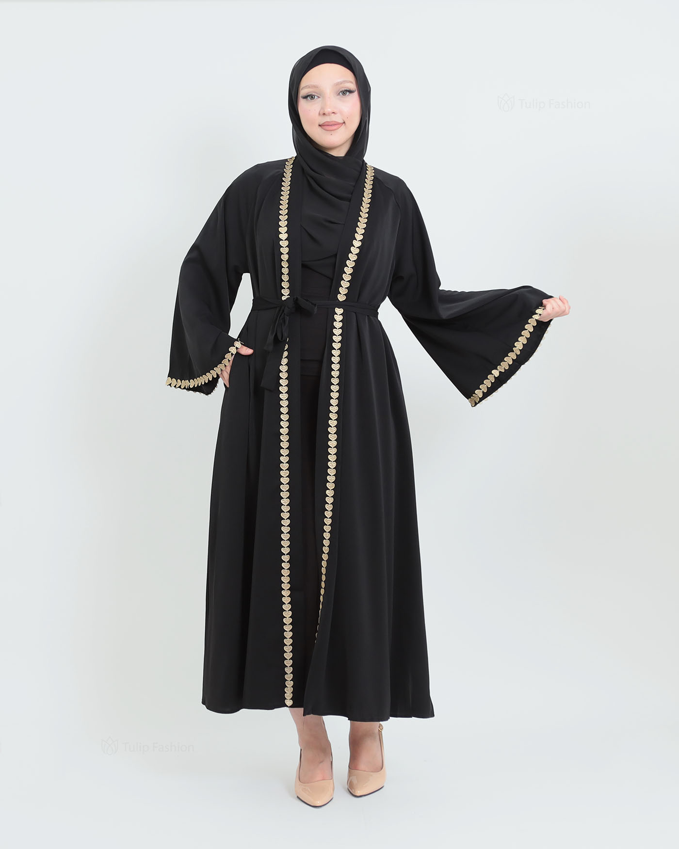 Kimono Open Abaya - Black - 3
