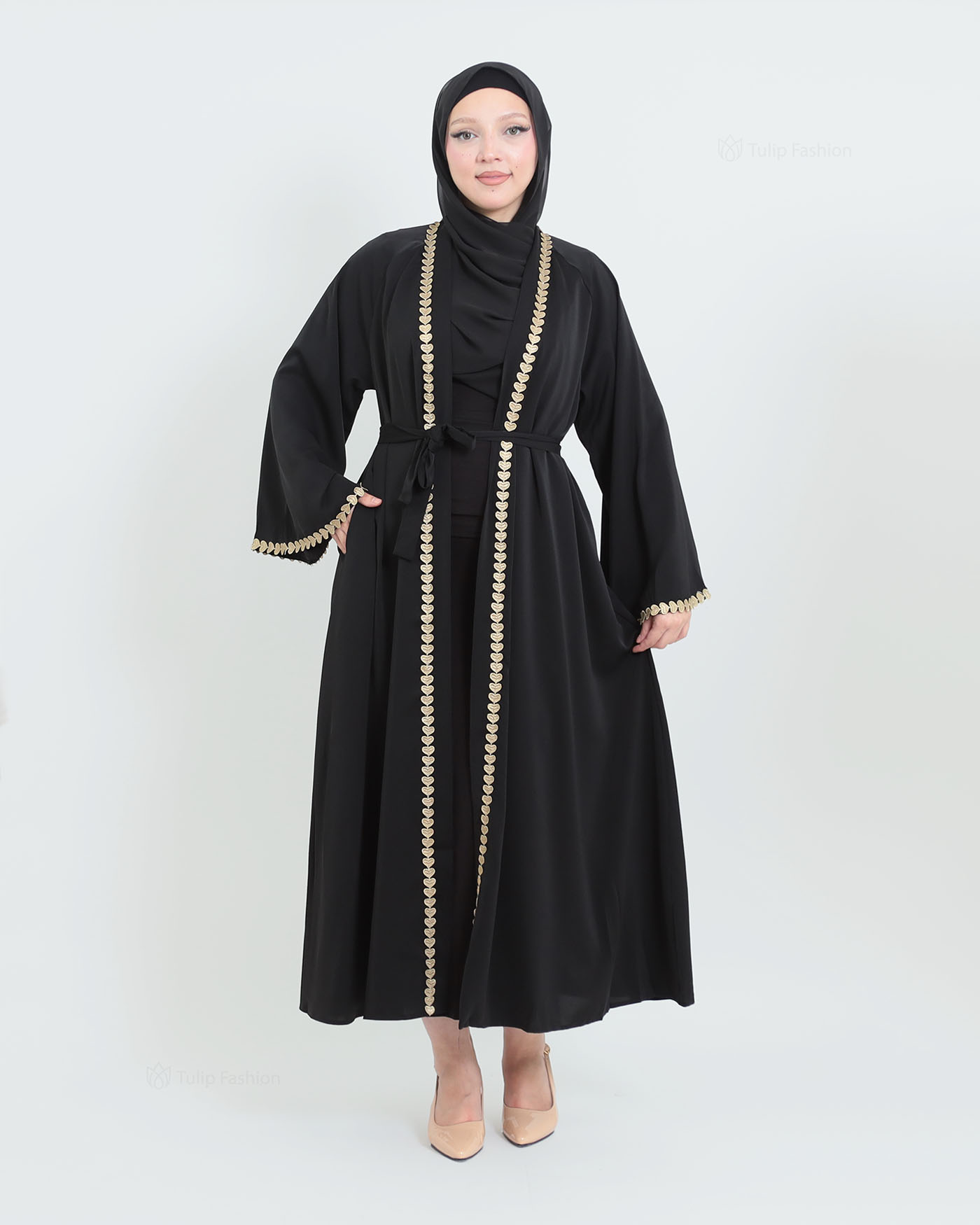 Kimono Open Abaya - Black - 2