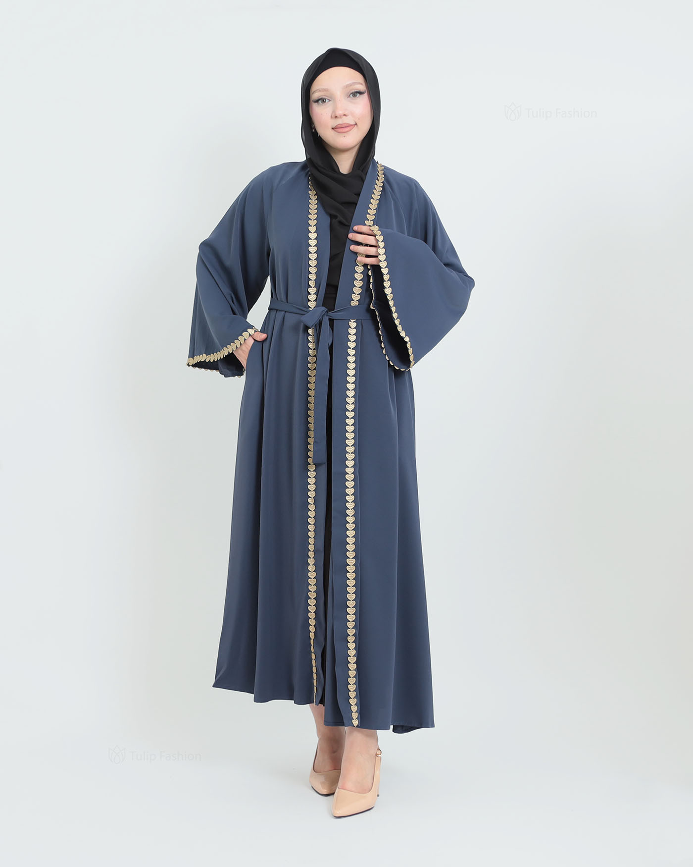 Kimono Open Abaya - Navy Blue
