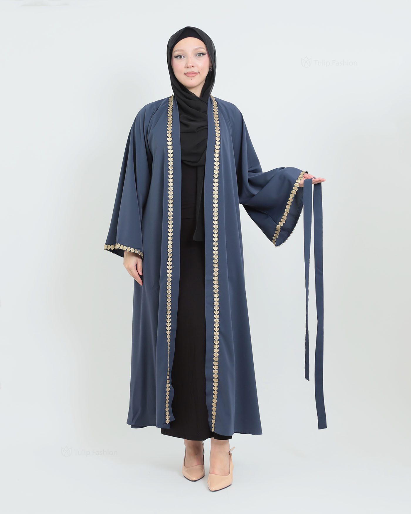 Kimono Open Abaya - Navy Blue - 6