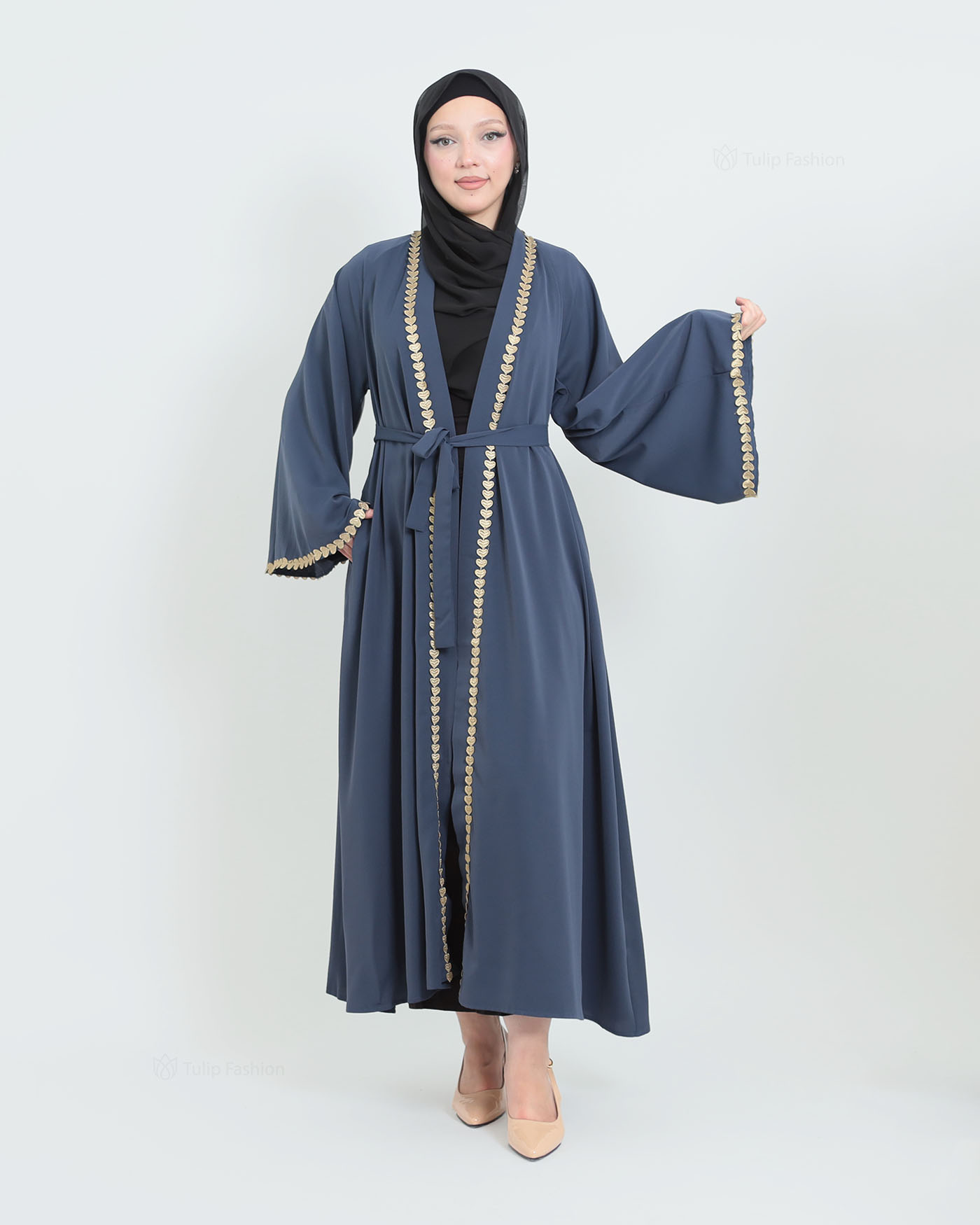Kimono Open Abaya - Navy Blue - 10