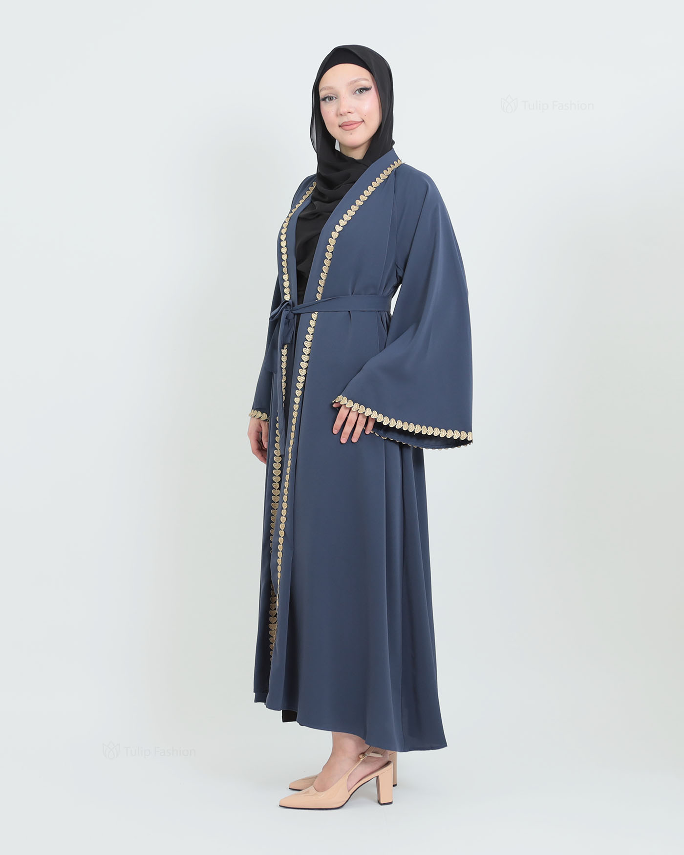 Kimono Open Abaya - Navy Blue - 11