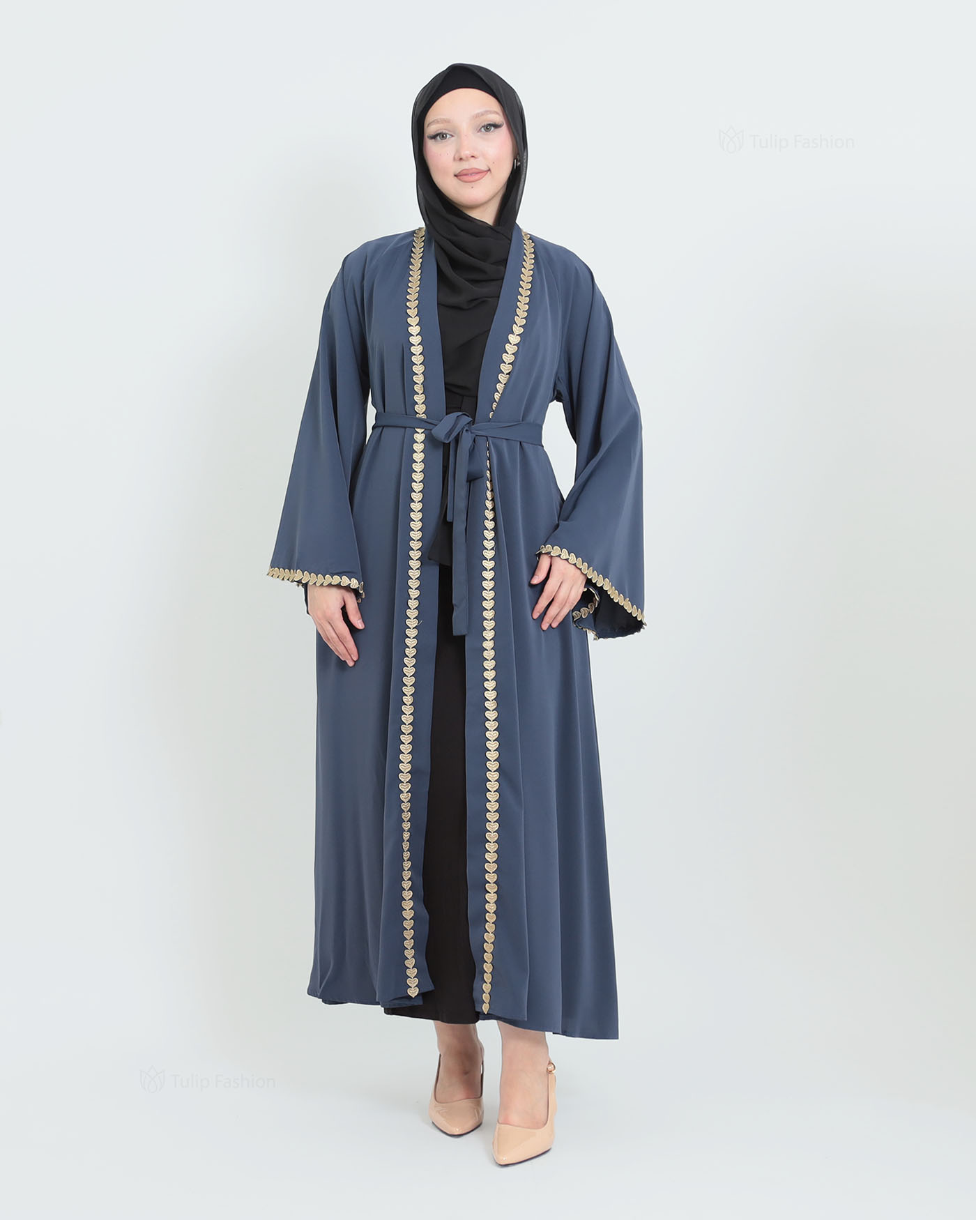 Kimono Open Abaya - Navy Blue - 7