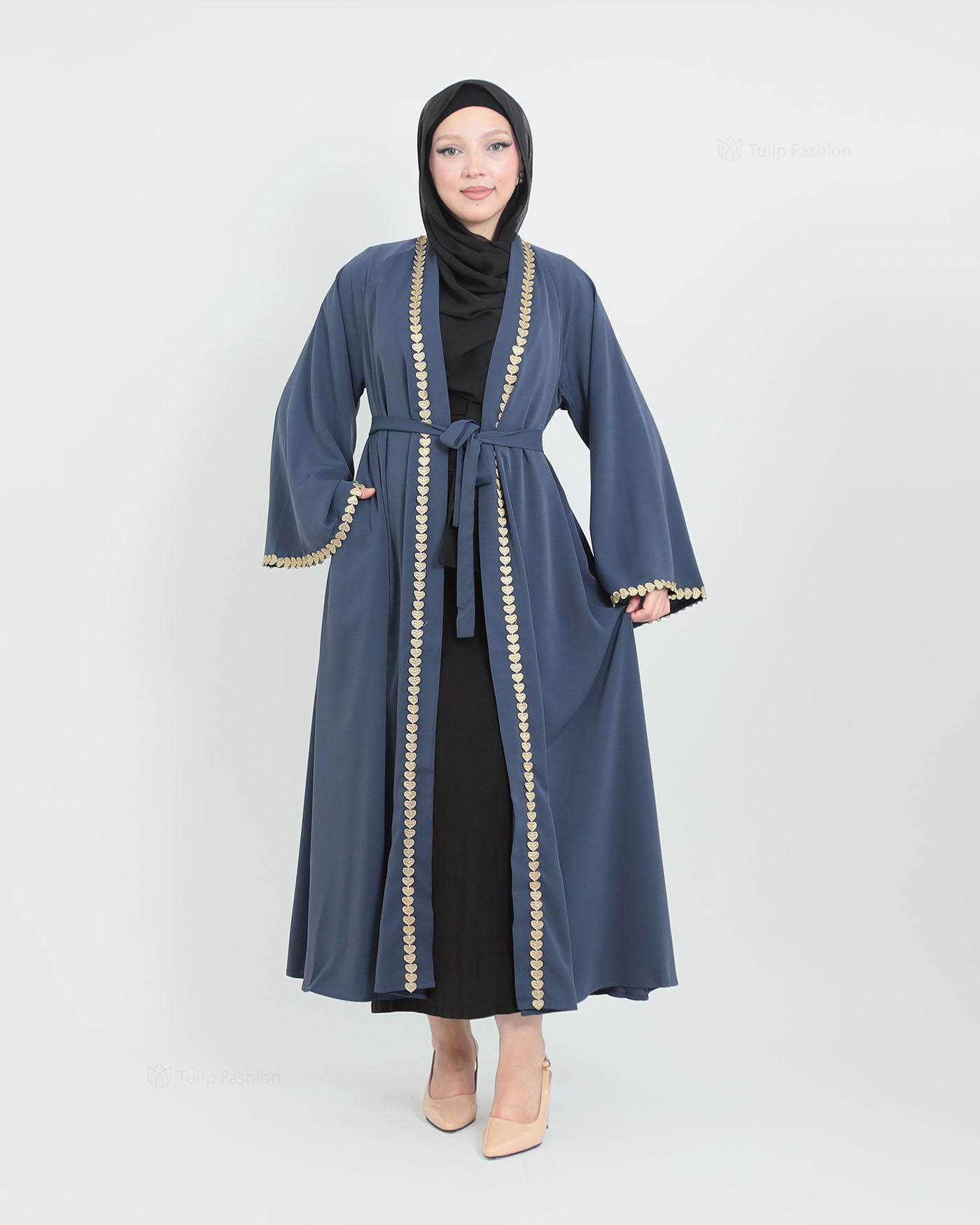 Kimono Open Abaya - Navy Blue - 9