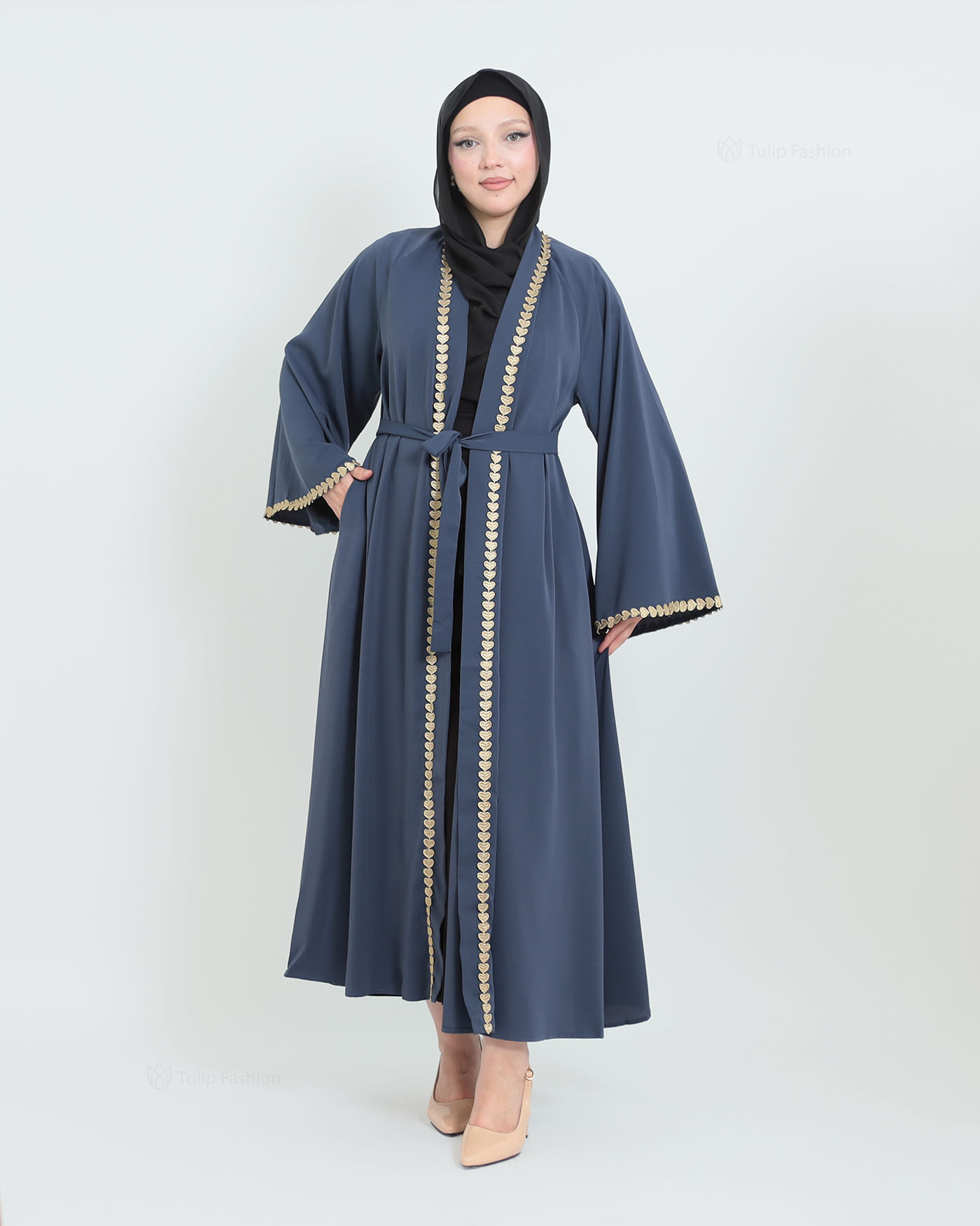 Kimono Open Abaya - Navy Blue - 2