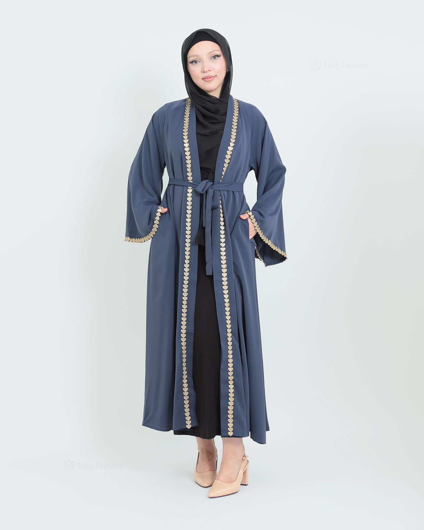 Kimono Open Abaya - Navy Blue - 8