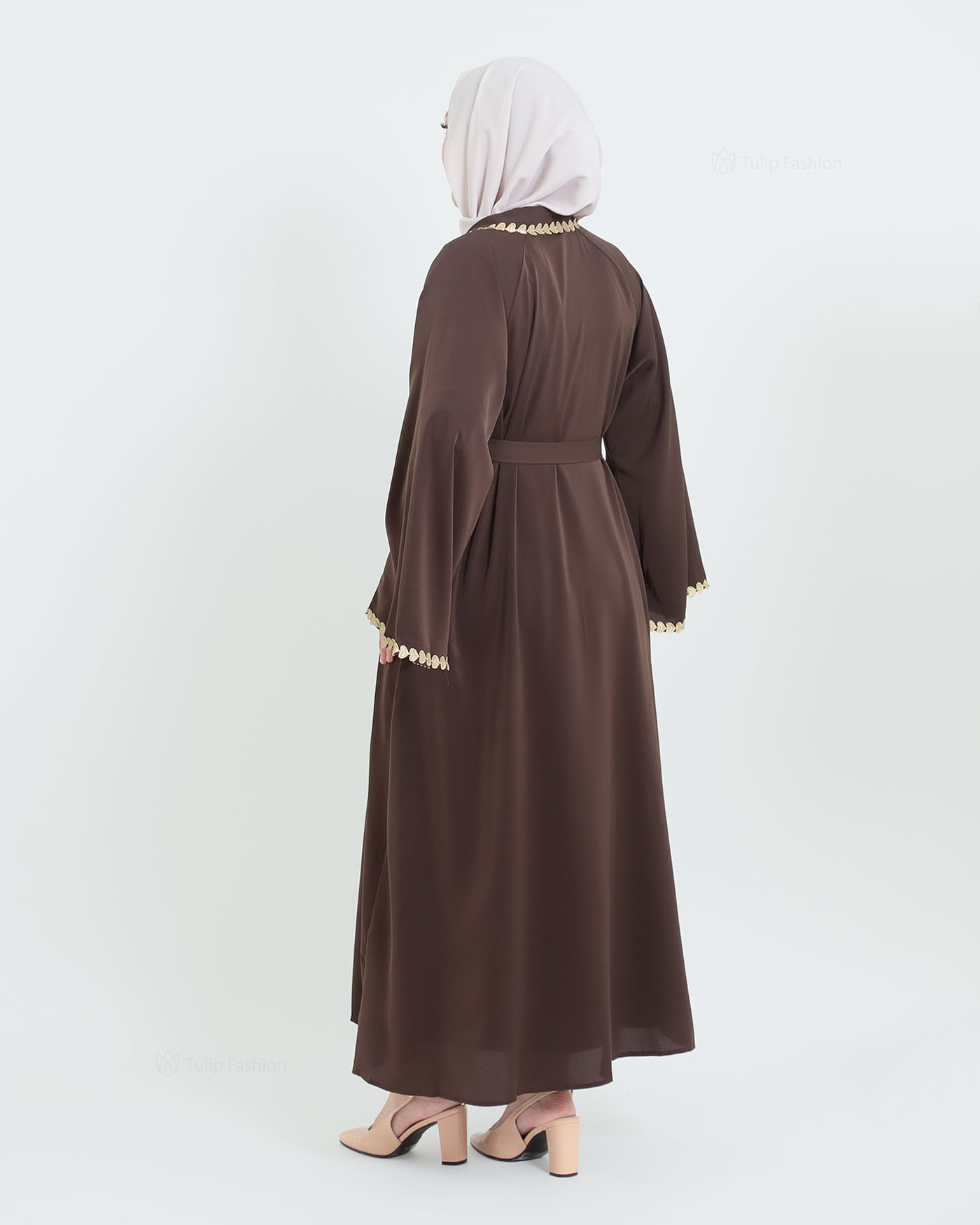 Kimono Open Abaya - Brown - 4