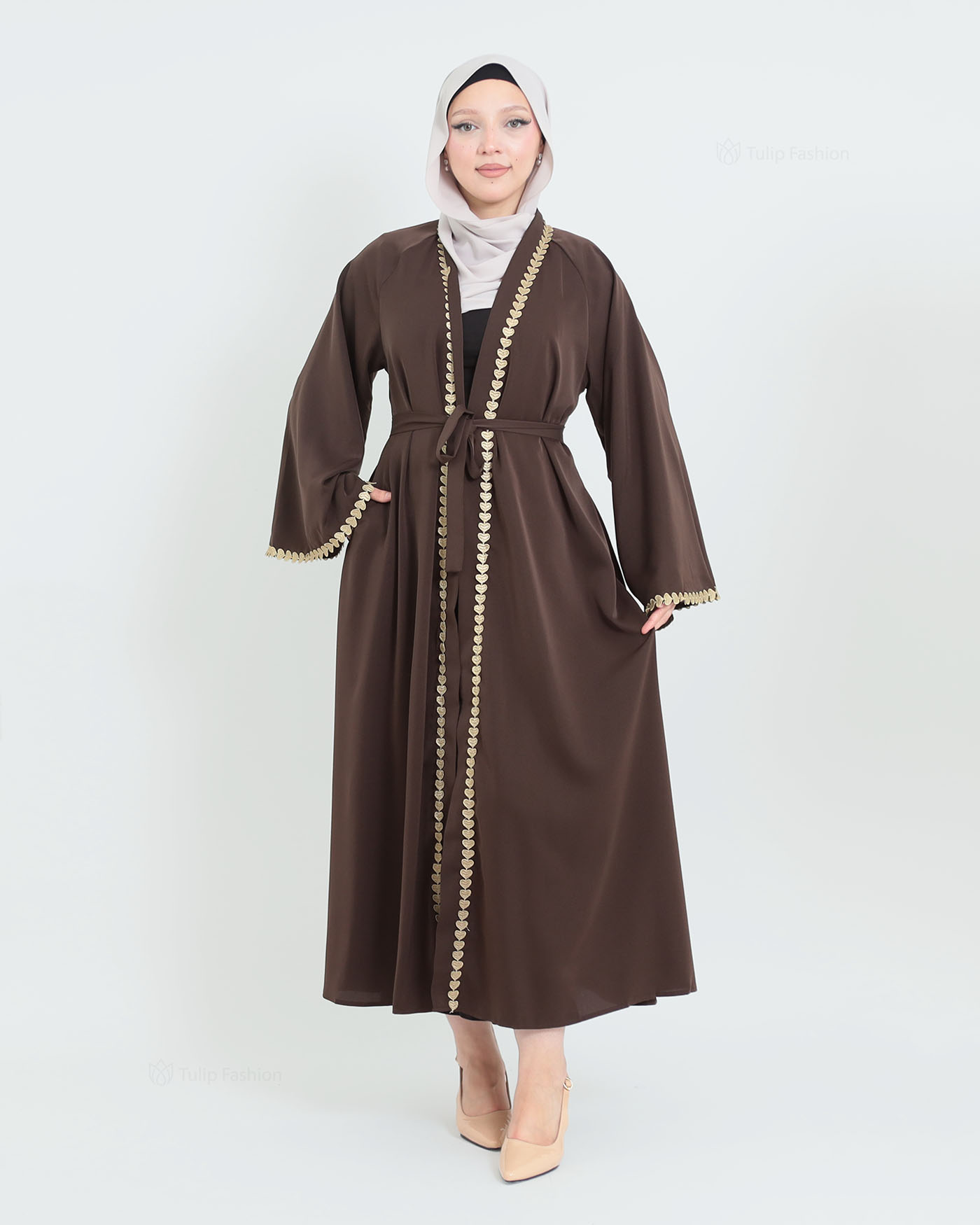 Kimono Open Abaya - Brown