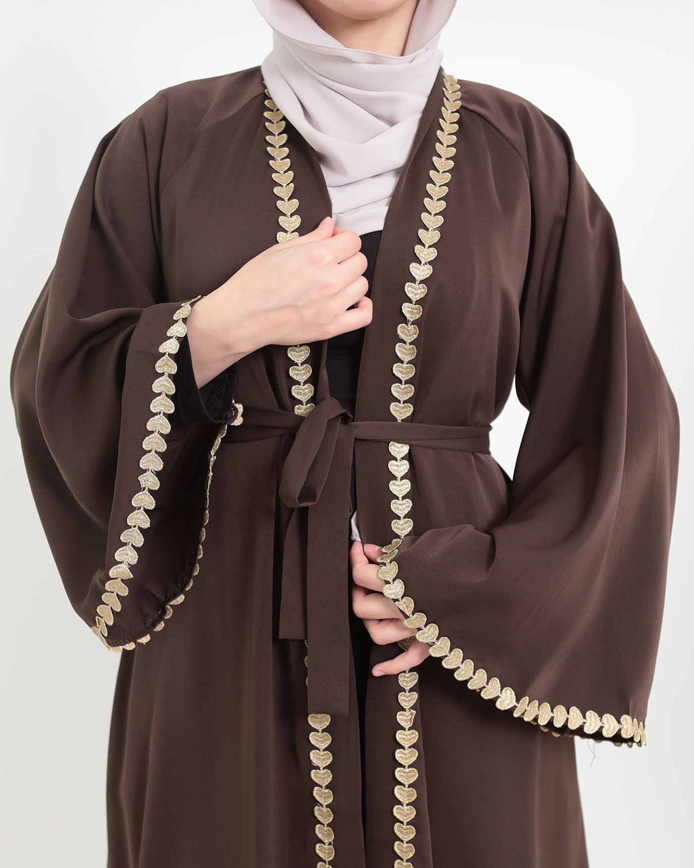 Kimono Open Abaya - Brown - 5