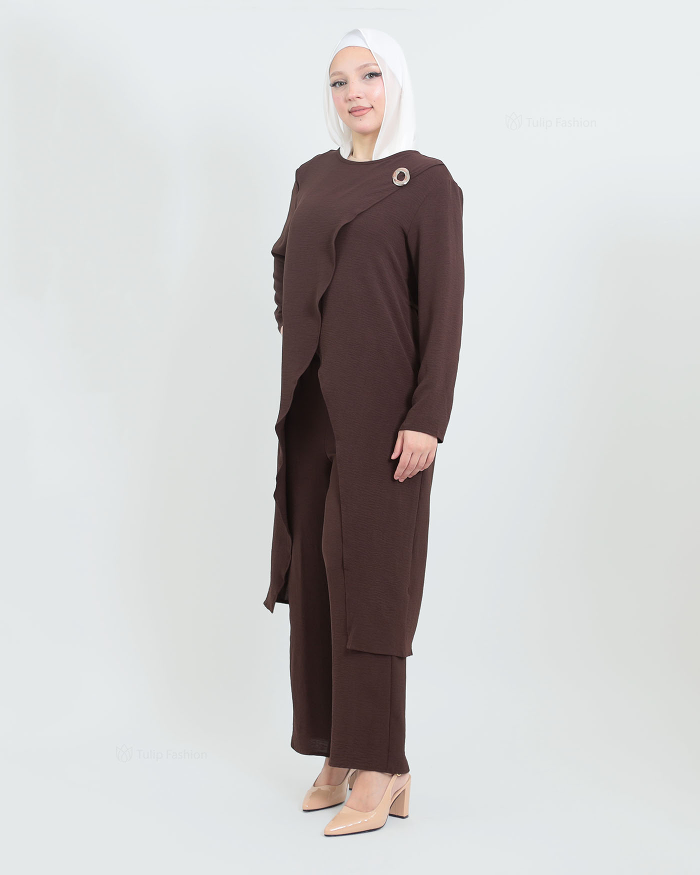 Tunic set with pants - Brown - 2