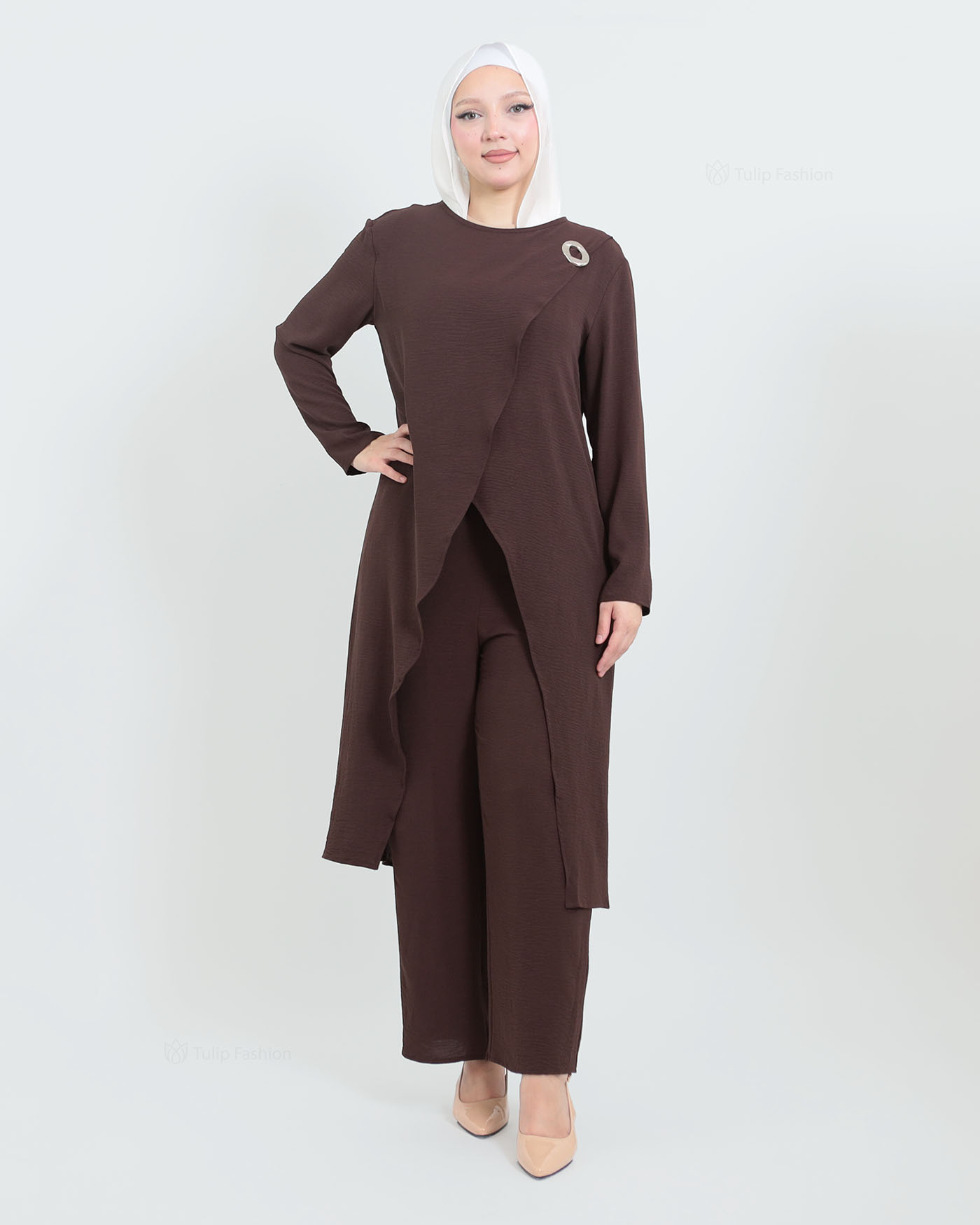 Tunic set with pants - Brown