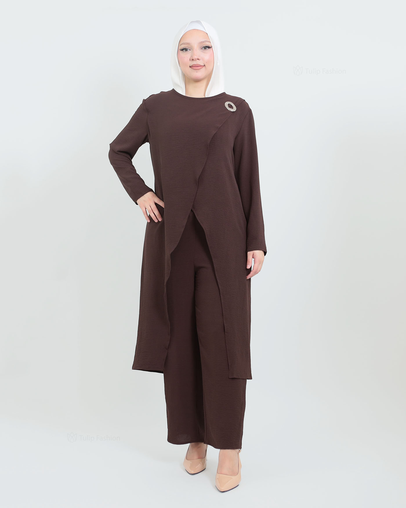 Tunic set with pants - Brown - 6