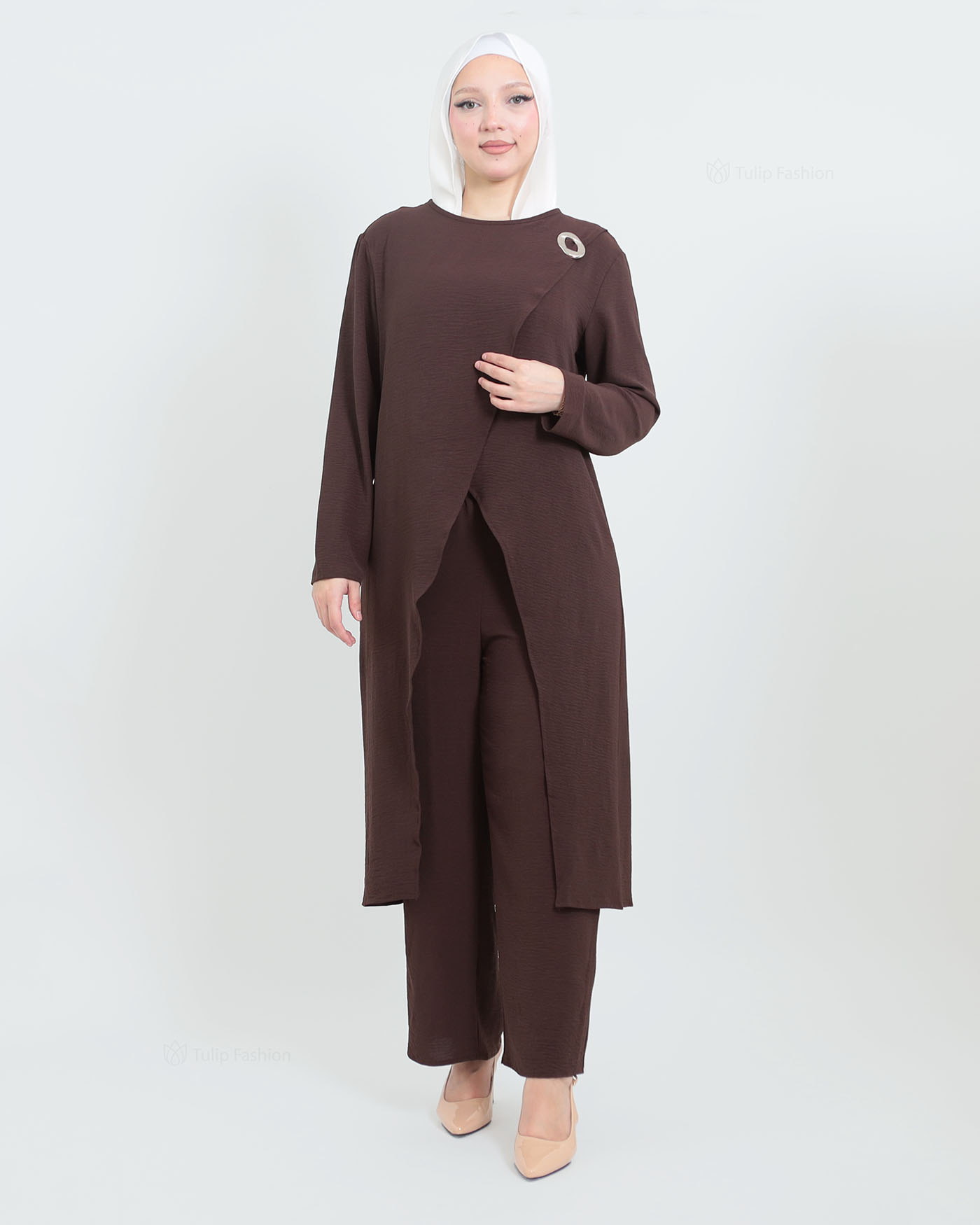 Tunic set with pants - Brown - 7
