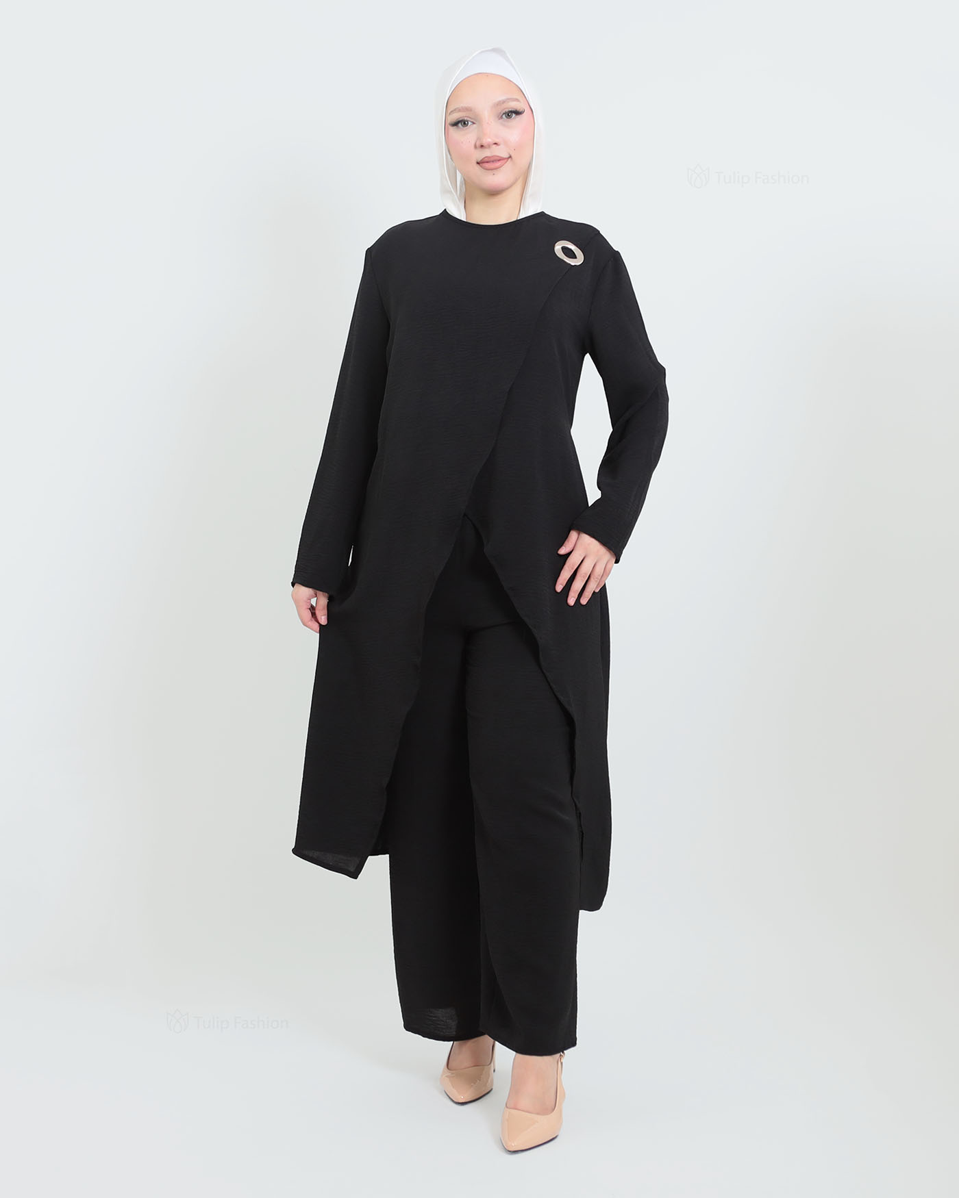 Tunic set with pants - Black - 3