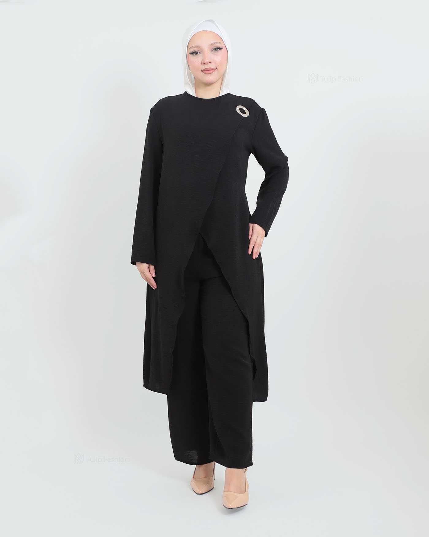 Tunic set with pants - Black - 2
