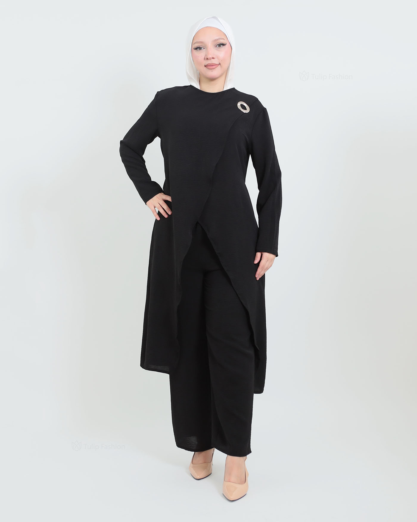 Tunic set with pants - Black
