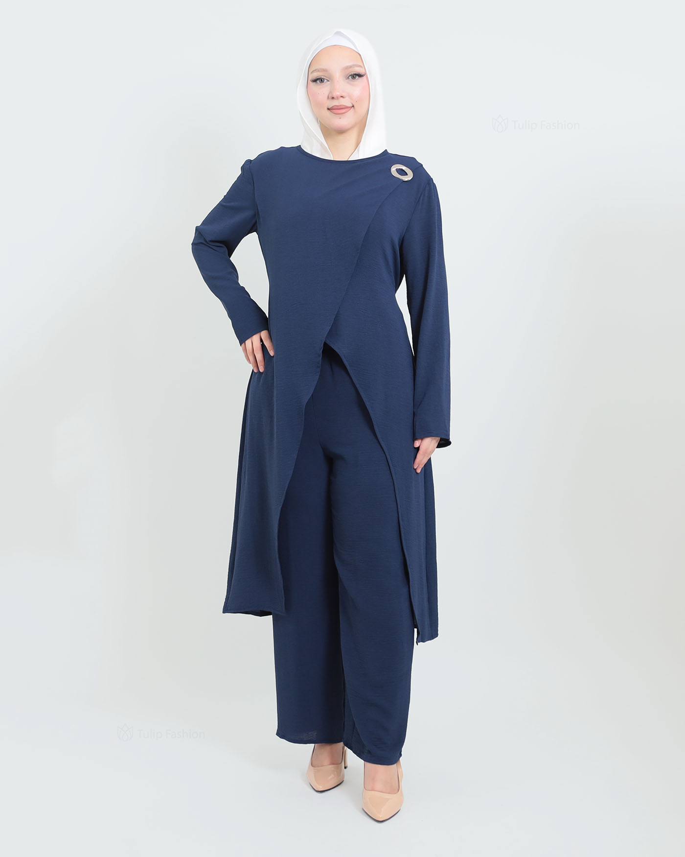 Tunic set with pants - Midnight Blue - 4