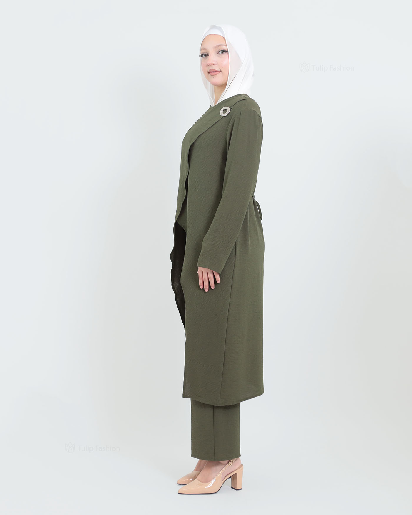 Tunic set with pants - Olive Green - 3