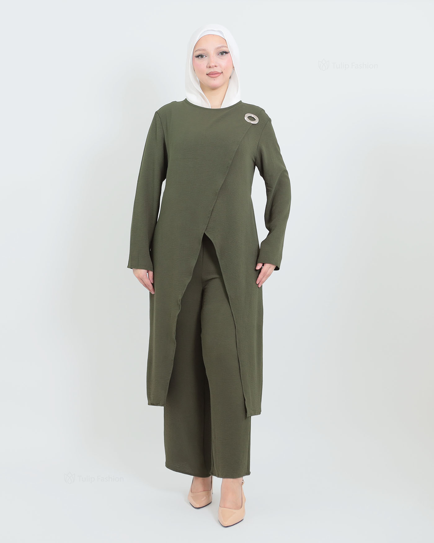 Tunic set with pants - Olive Green - 7