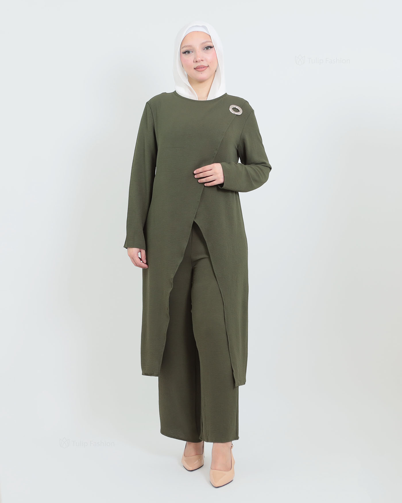 Tunic set with pants - Olive Green