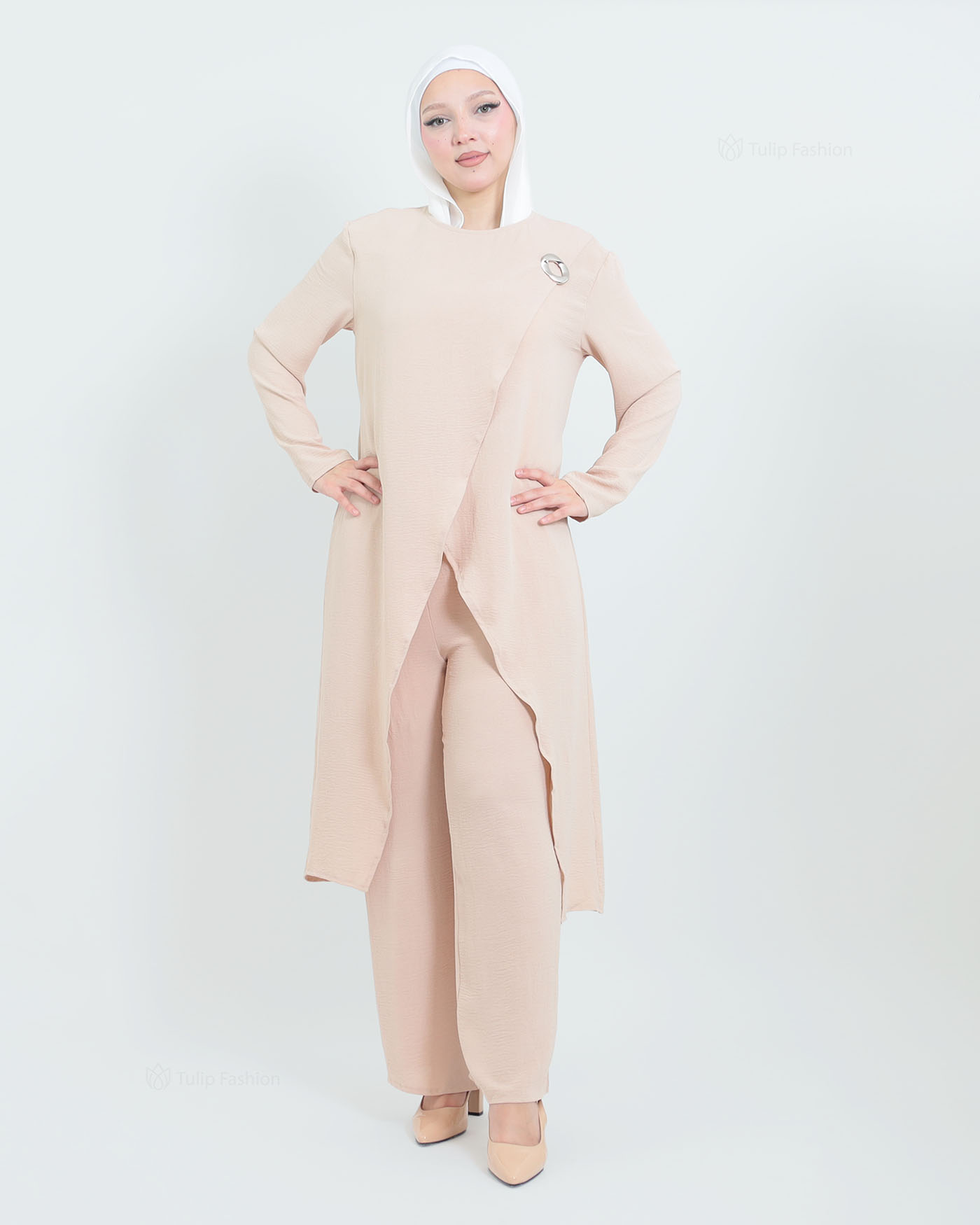 Tunic set with pants - Apricot - 2
