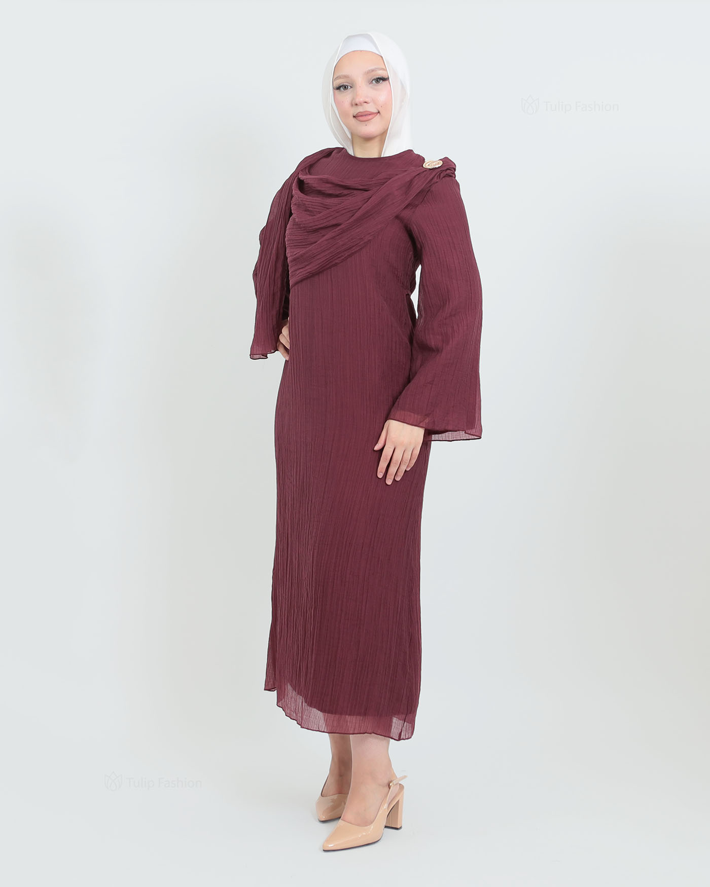 Maxi Dress - Wine Red - 2