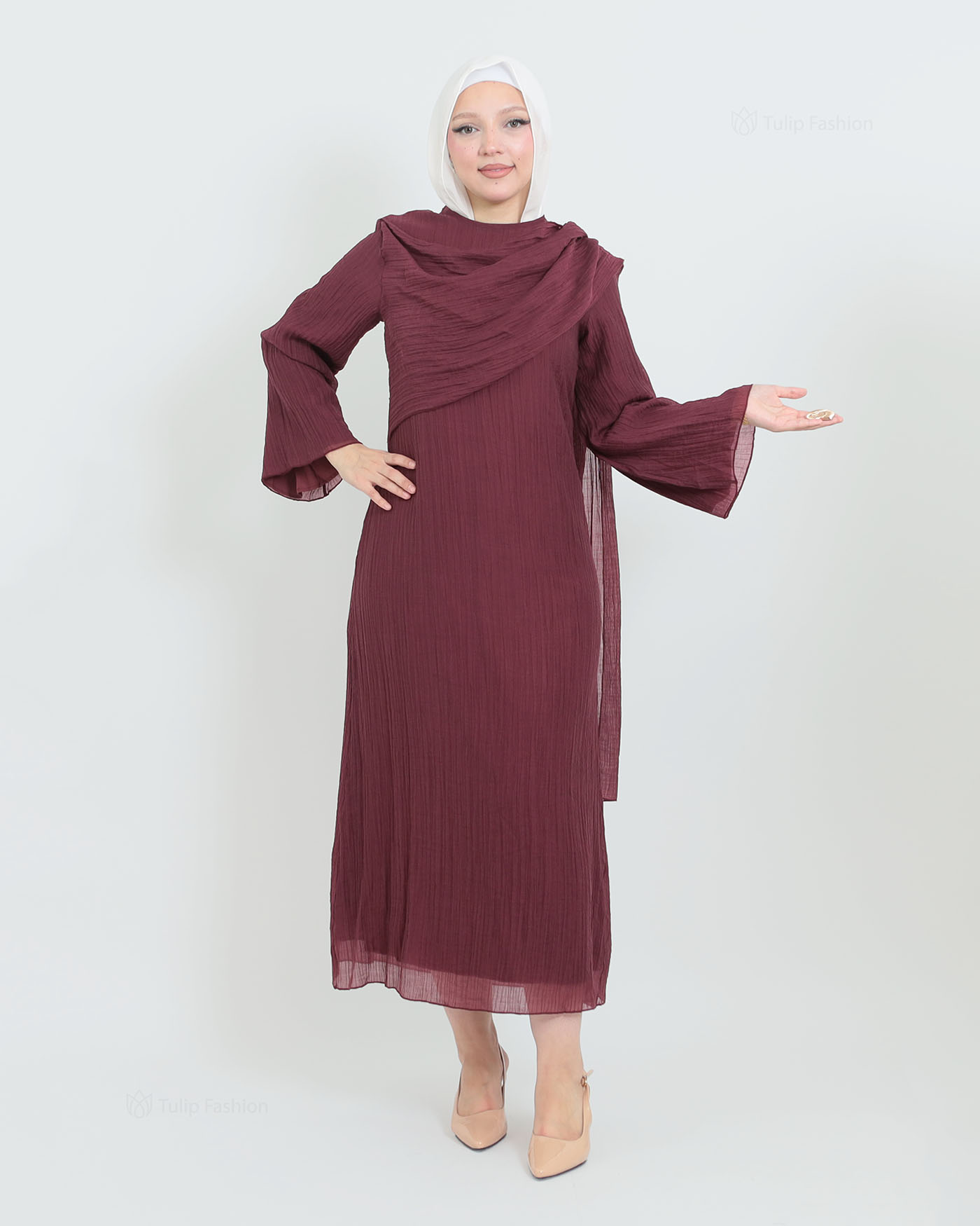 Maxi Dress - Wine Red - 4