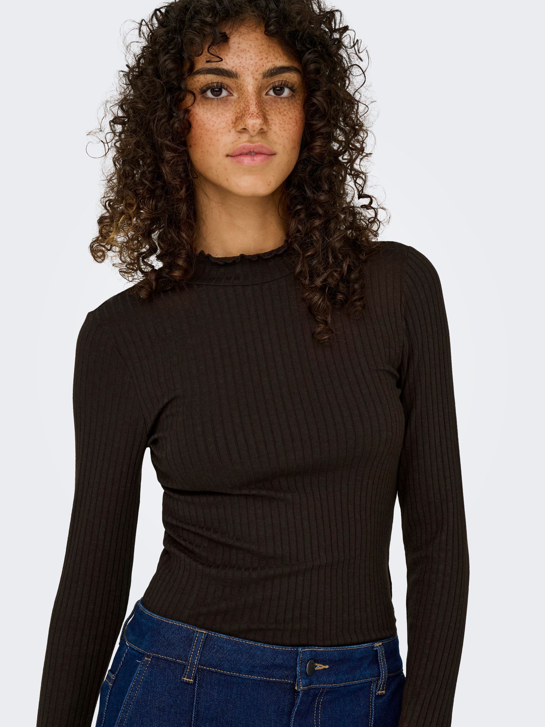JDYFRANSISKA LIFE L/S HI-NCK TOP JR NOOS Black Coffee - 6