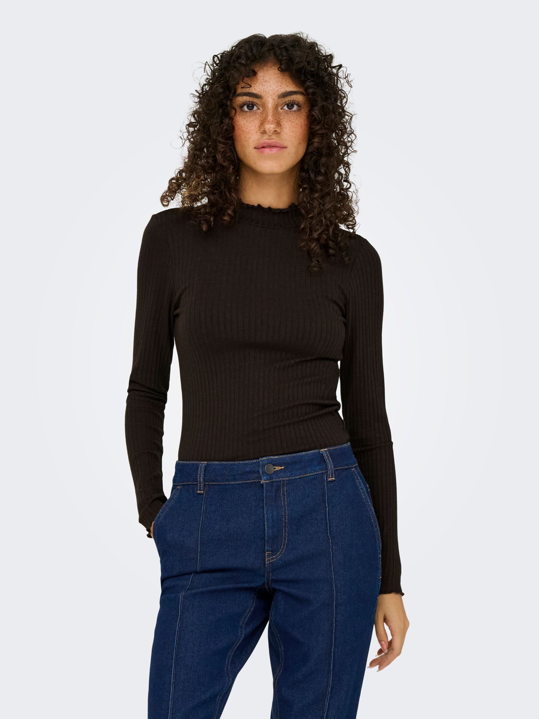 JDYFRANSISKA LIFE L/S HI-NCK TOP JR NOOS Black Coffee - 3