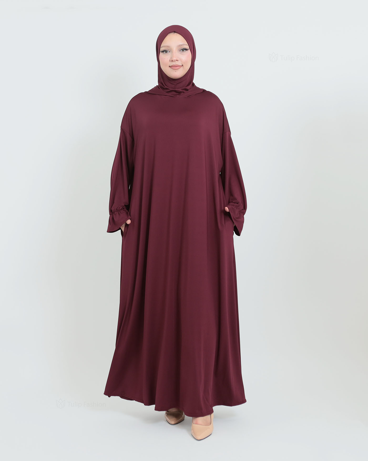 Prayer Clothes with Hoodie - Wine Red - 2