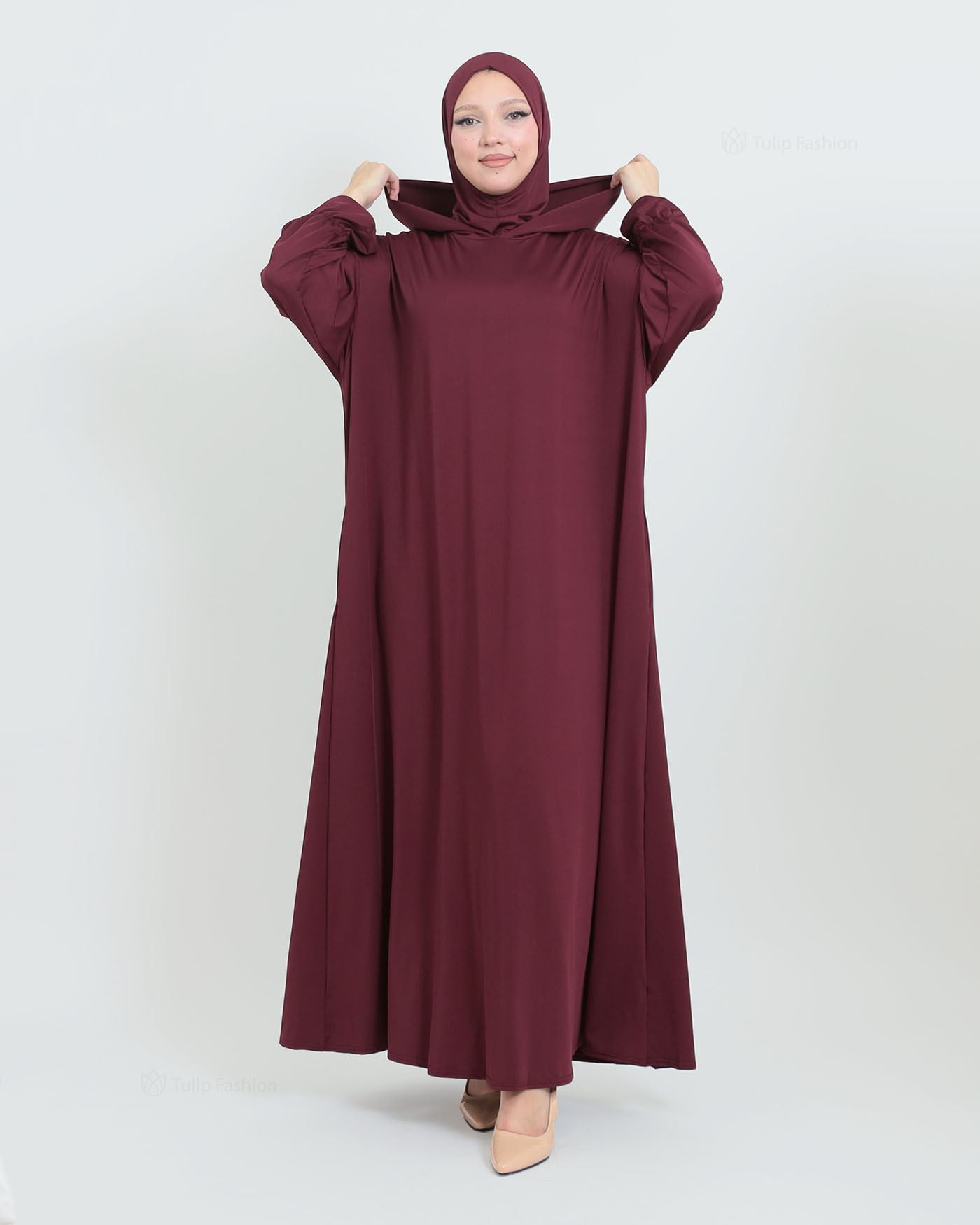 Prayer Clothes with Hoodie - Wine Red - 6
